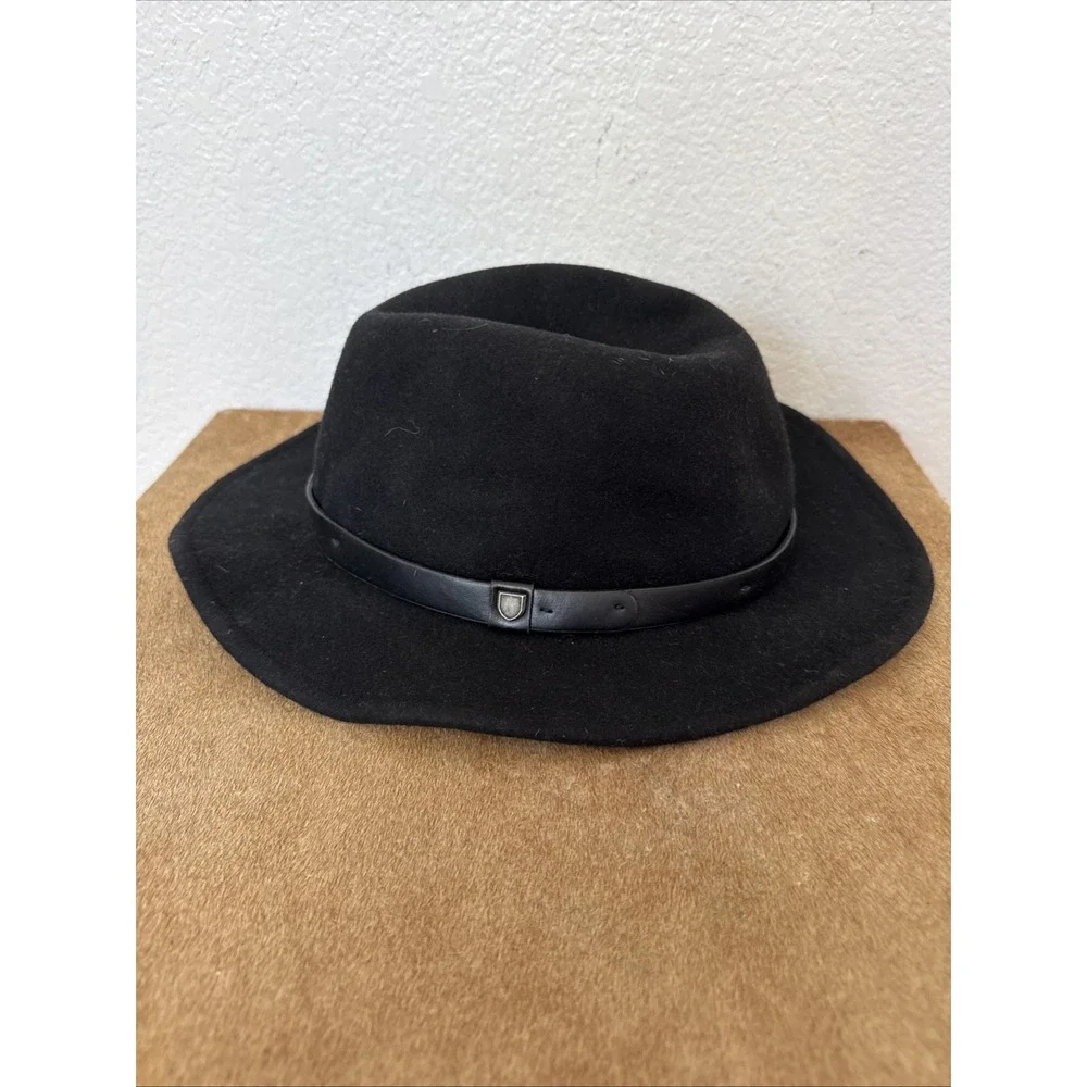 Brixton‎ Black Felt Fedora Hat Size Small 56cm Classic Wide Brim Clean